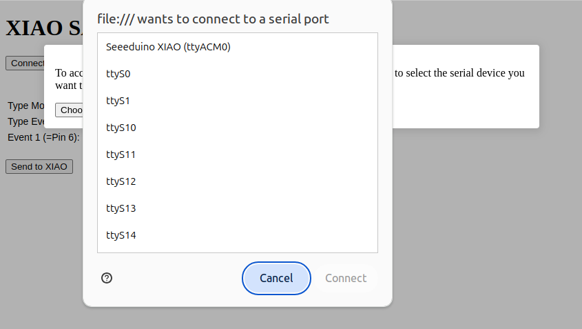 Make a connection with USB Device